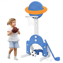 Load image into Gallery viewer, 3 in 1 Kids Basketball Hoop Set with Balls-Blue
