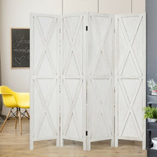 Load image into Gallery viewer, 5.6 Ft 4 Panels Folding Wooden Room Divider-White