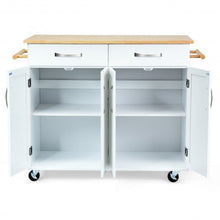 Load image into Gallery viewer, Wood Top Rolling Kitchen Trolley Island Cart Storage Cabinet-White