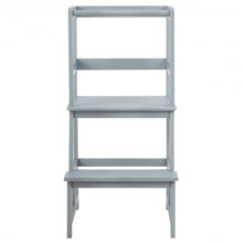 Load image into Gallery viewer, Kids Wooden Kitchen Step Stool with Safety Rail-Gray