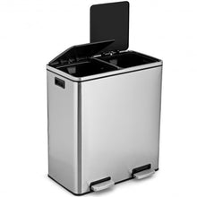 Load image into Gallery viewer, 16 Gallon Dual Step Trash Can Recycling Double Bucket Pedal