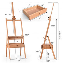 Load image into Gallery viewer, Adjustable Floor Wooden Artist Easel H-Frame with Art Supply Storage Drawer