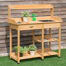 Load image into Gallery viewer, Outdoor Lawn Patio Potting Bench Storage Table Shelf