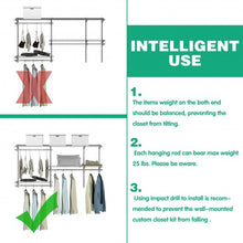 Load image into Gallery viewer, Custom Closet Organizer Kit 3 to 5 ft Wall-Mounted Closet System with Hang Rod