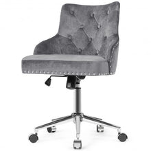 Load image into Gallery viewer, Tufted Upholstered Swivel Computer Desk Chair with Nailed Tri-Gray