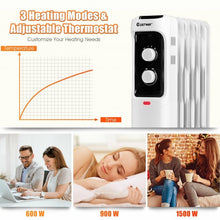 Load image into Gallery viewer, 1500W Oil Filled Portable Radiator Space Heater with Adjustable Thermostat-White