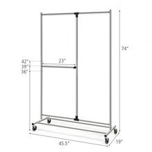 Load image into Gallery viewer, Heavy Duty Adjustable Rack Rolling Clothes Organizer On Wheels