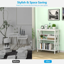 Load image into Gallery viewer, 3-Tier Bookshelf Wooden Open Storage Bookcase for Home Office-White