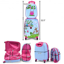 Load image into Gallery viewer, 2 pcs 12" 16" Blue ABS Kids Suitcase Backpack Luggage Set
