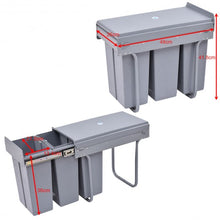 Load image into Gallery viewer, 8 gal 3 Compartment Pull Out Recycling Waste Bin
