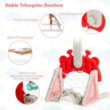 Load image into Gallery viewer, 3-in-1 Basketball Hoop for Kids Adjustable Height Playset with Balls-Red