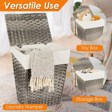 Load image into Gallery viewer, Foldable Handwoven Laundry Hamper with Removable Liner-Gray