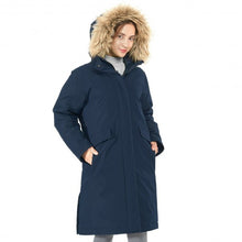 Load image into Gallery viewer, Women's Hooded Long Down Coat with Faux-fur Trim-Navy-M