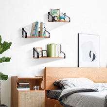 Load image into Gallery viewer, Set of 3 Wall Mount Floating Shelves Rustic Wood Storage Shelves
