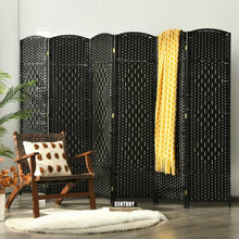 Load image into Gallery viewer, 6.5Ft 6-Panel Weave Folding Fiber Room Divider Screen-Black