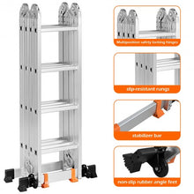 Load image into Gallery viewer, 15.5' 16-Step Multi Purpose Aluminum Folding Scaffold Ladder