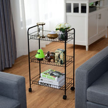 Load image into Gallery viewer, 3 Tier Rolling Kitchen Utility Trolley with Storage Shelf Baskets