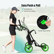 Load image into Gallery viewer, Lightweight Foldable Collapsible 4 Wheels Golf Push Cart-Green
