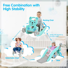 Load image into Gallery viewer, 4-in-1 Toddler Slide and Rocking Horse Playset with Basketball Hoop-Blue