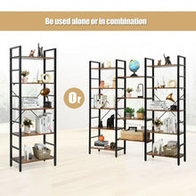 Load image into Gallery viewer, Vintage Triple Wide 5-Tier Bookcase Large Bookshelf Display Storage Shelf-Brown