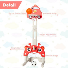 Load image into Gallery viewer, 3-in-1 Basketball Hoop for Kids Adjustable Height Playset with Balls-Red