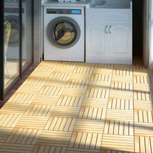 Load image into Gallery viewer, 10 PCS 12" x 12" Acacia Wood Interlocking Stripe Deck Tiles