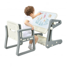 Load image into Gallery viewer, 2 in 1 Kids Easel Table and Chair Set with Adjustable Art Painting Board