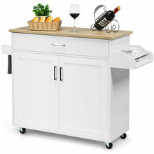 Load image into Gallery viewer, Rolling Kitchen Island Cart with Towel and Spice Rack-White