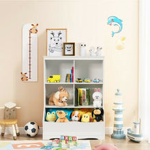 Load image into Gallery viewer, 3-Tier Children's Multi-Functional Bookcase Toy Storage Bin Floor Cabinet-White