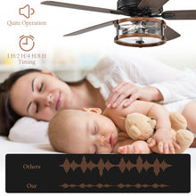 Load image into Gallery viewer, 52" Retro Ceiling Fan Lamp with Glass Shade Reversible Blade Remote Control
