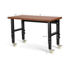 Load image into Gallery viewer, 48"×24" Adjustable Height Workbench Mobile Tool Bench Bamboo Top w/Caster-CF