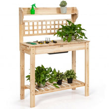 Load image into Gallery viewer, Garden Potting Bench Workstation Table with Sliding Tabletop Sink Shelves