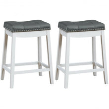 Load image into Gallery viewer, Set of 2 Nailhead Saddle Bar Stools-White