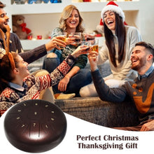 Load image into Gallery viewer, 10" High Carbon 11 Notes Steel Tongue Drum with Drum Hammer-Coffee