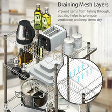 Load image into Gallery viewer, 3-Tier Utility Cart Heavy Duty Wire Rolling Cart with Handle Bar Storage Trolley