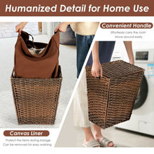 Load image into Gallery viewer, Foldable Handwoven Laundry Hamper with Removable Liner-Brown