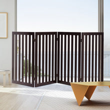 Load image into Gallery viewer, 35'' Folding Standing 4 Panel Wood Pet Fence-Brown