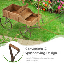 Load image into Gallery viewer, Wooden Wagon Plant Bed With Wheel for Garden Yard-Brown