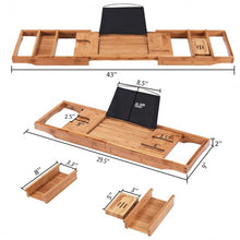 Load image into Gallery viewer, Bamboo Bathtub Extendable Sides Caddy Tray with Soap Dish