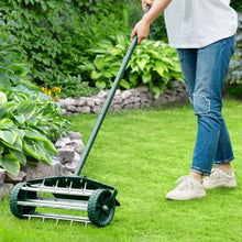 Load image into Gallery viewer, 18-inch Rolling Lawn Aerator roller Push Tine Soil with Fender
