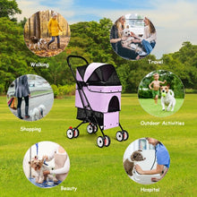Load image into Gallery viewer, Pet Foldable Cage Stroller For Cat And Dog-Pink