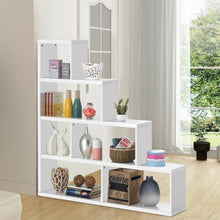 Load image into Gallery viewer, 6 Cubes Ladder Shelf Corner Bookshelf Storage Bookcase-White