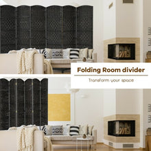 Load image into Gallery viewer, 6.5Ft 6-Panel Weave Folding Fiber Room Divider Screen-Black