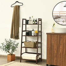Load image into Gallery viewer, 4-Tier Bamboo Ladder Shelf-Brown