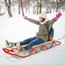 Load image into Gallery viewer, 54" Kids Wooden Snow Sled w/ Metal Runners & Steering Bar
