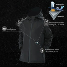 Load image into Gallery viewer, Women's Waterproof & Windproof Rain Jacket with Velcro Cuff-Black-XL