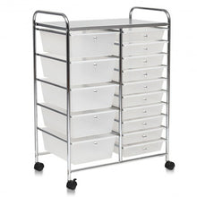 Load image into Gallery viewer, 15 Drawers Rolling Storage Cart Organizer-clear
