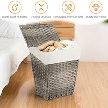 Load image into Gallery viewer, Foldable Handwoven Laundry Hamper with Removable Liner-Gray