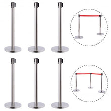 Load image into Gallery viewer, 6 Pcs Crowd Control Barrier Stanchion Posts Queue Belt