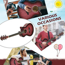 Load image into Gallery viewer, 40" Full Size Cutaway Acoustic Guitar Starter Guitarra Bundle Kit -Red